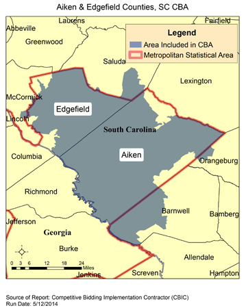Map of Aiken & Edgefield Counties, SC CBA